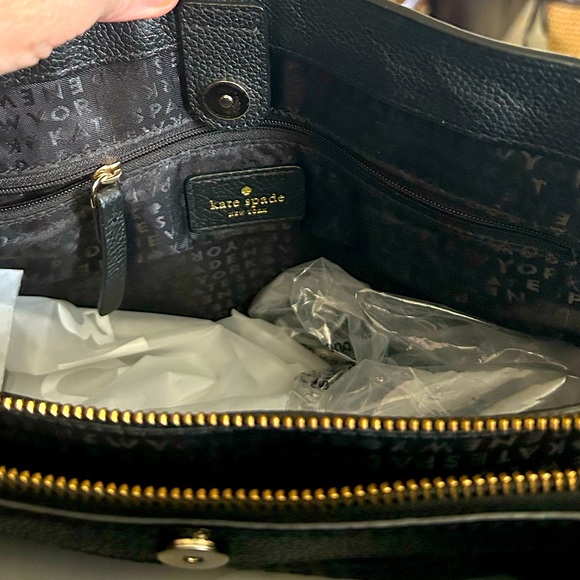 KATE SPADE Larchmont Ave,Evangelie SATCHEL BLACK PEBBLE LEATHER,gold hardware - Picture 4 of 17